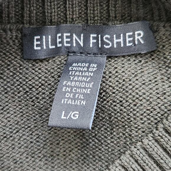 Eileen Fisher Mock Neck Tunic Sweater | Merino Wool | Olive Green | Women's L - Picture 8 of 9
